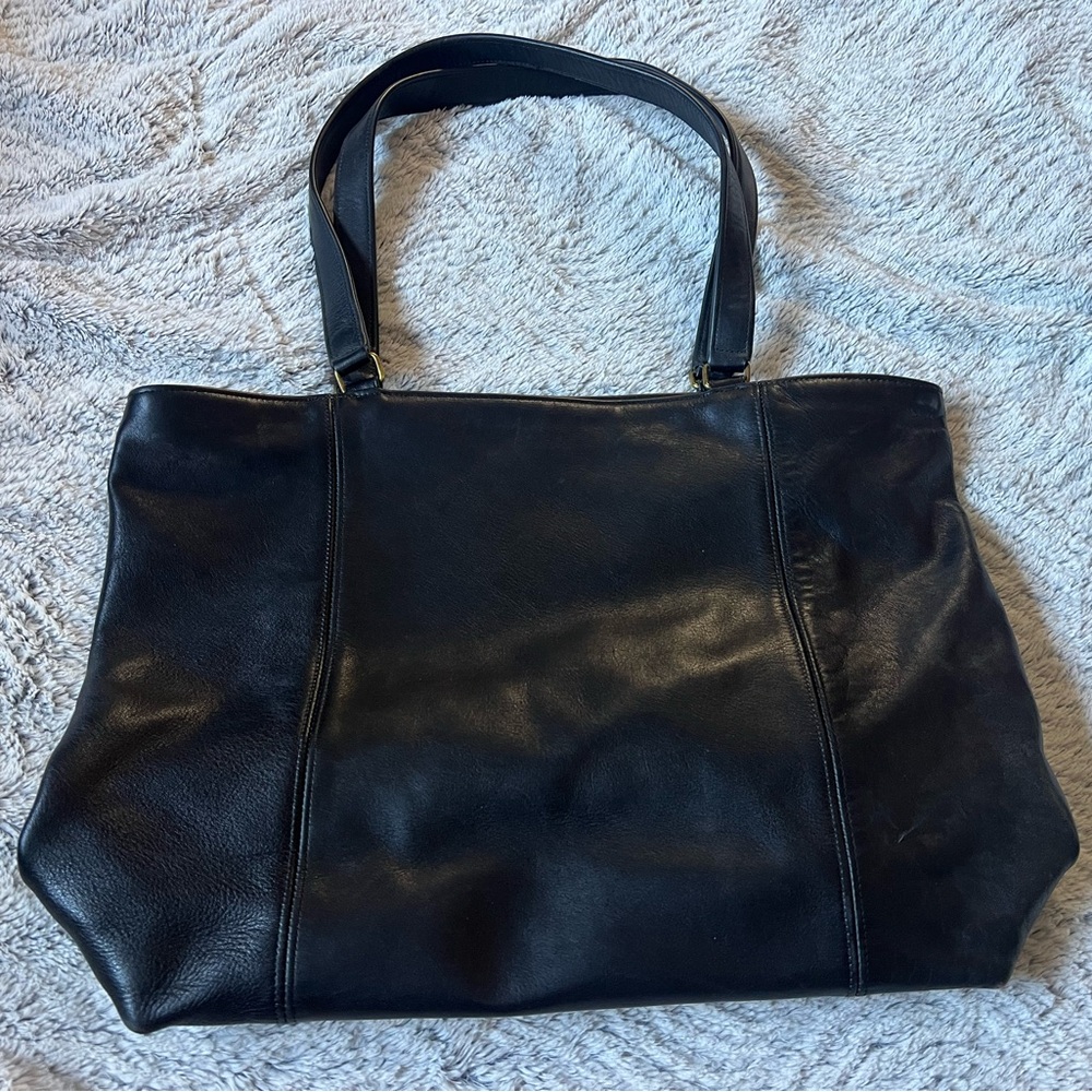 Vintage Coach Black Leather Tote Bag